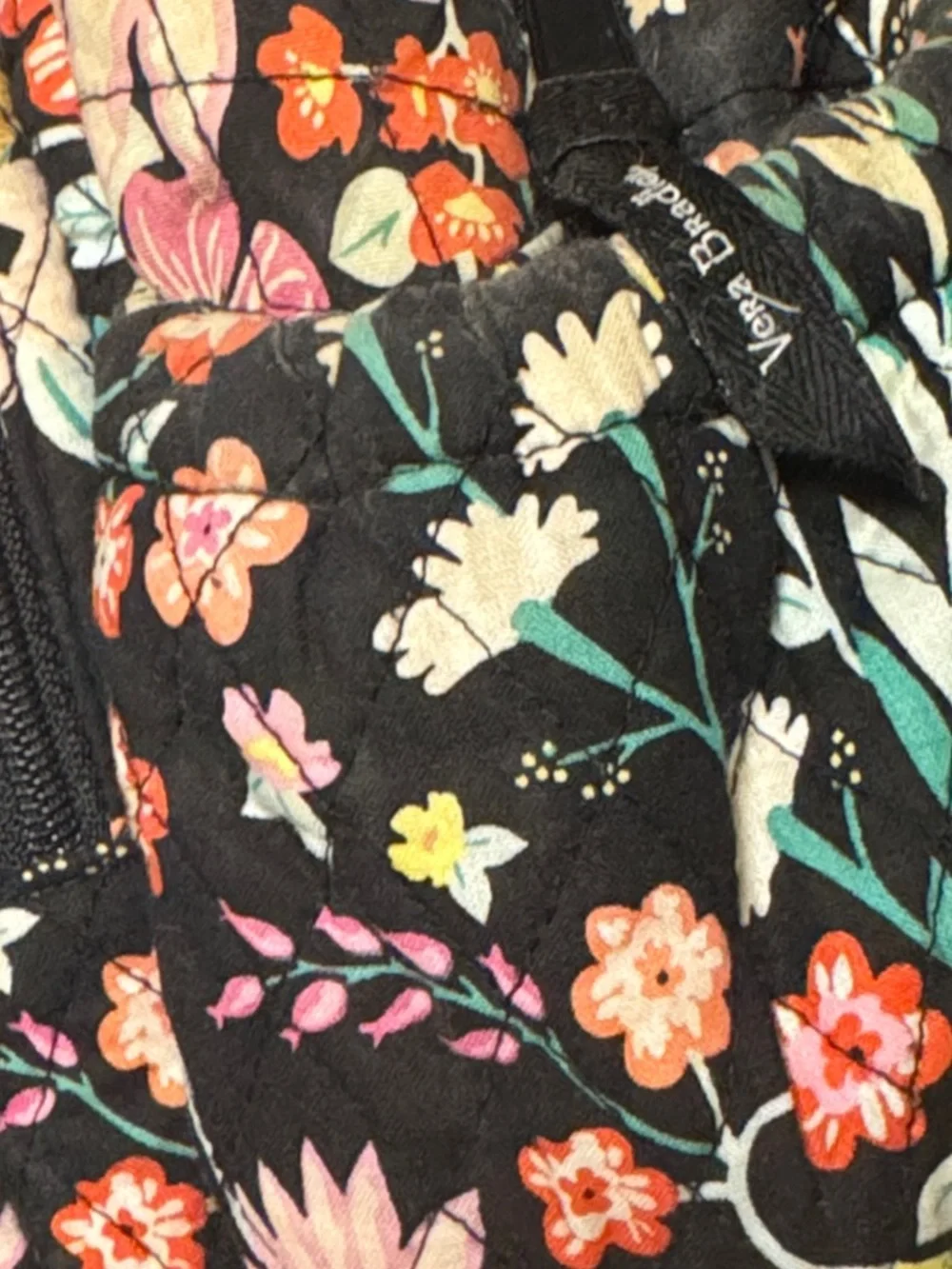 Vera Bradley Black Floral Quilted Backpack - Multi-Color Flower Print